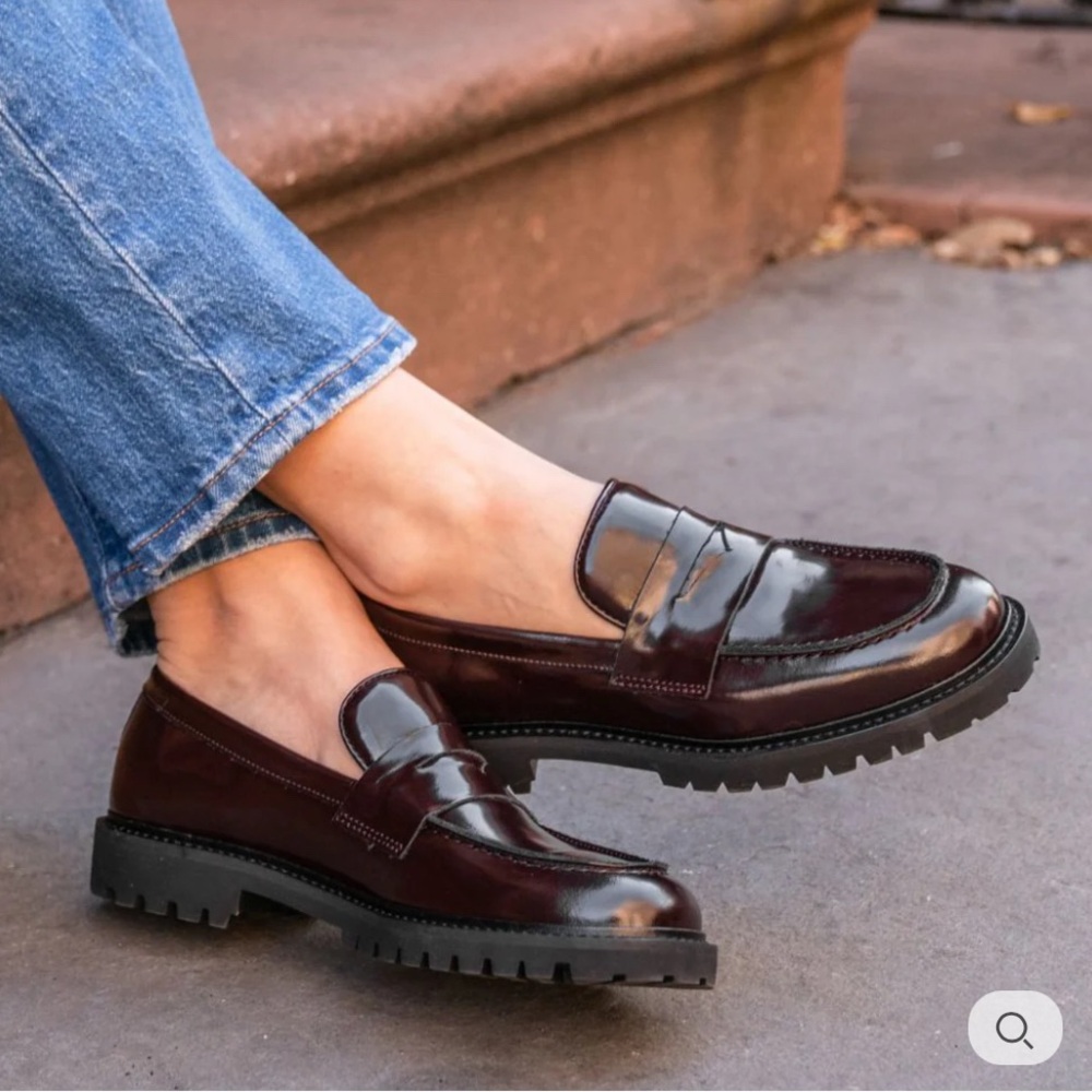 Thursday Boot Company Burgundy “Penny” Patent Leather Loafers